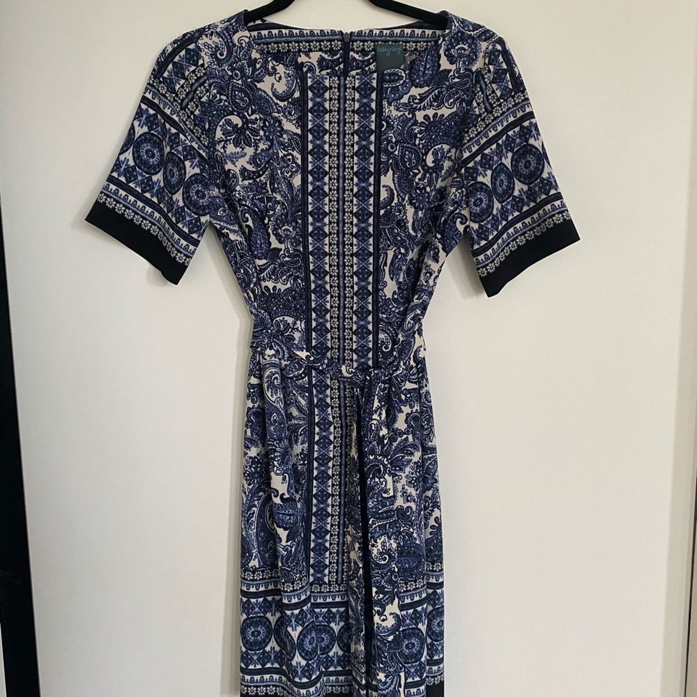 Blue Paisley Belted Dress